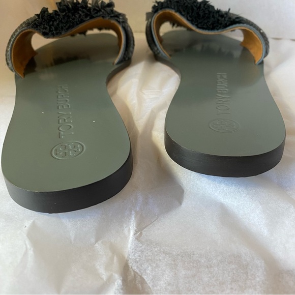 Tory Burch Rope Flat Slide Sandal Dress Calf GRAY Size 8 - Picture 7 of 12